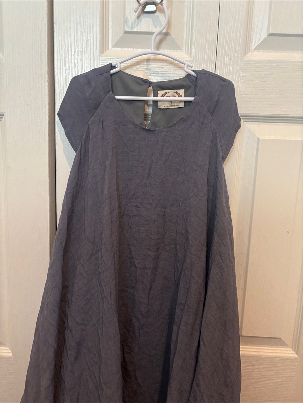 Girls Navy Cap-Sleeve A-Line Dress